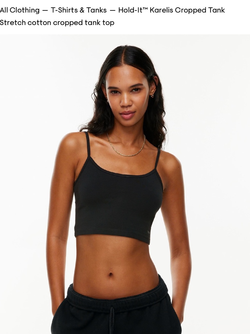 Aritzia TNA Black Spaghetti-Strap Cropped Tank